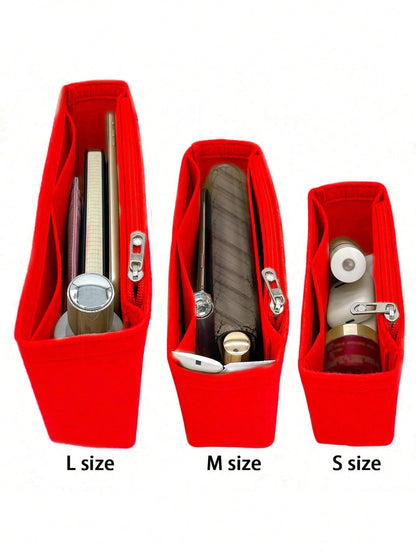 1Pc Felt Insert Purse Organizer With Zipper, Small Handbag Tote Shaper Insert For GG Marmont Matelasse Shoulder Bag, Bag-In-Bag Organizer(Buy By Actual Size) Gifts For Women Cherry Red Winter Tote Bag
