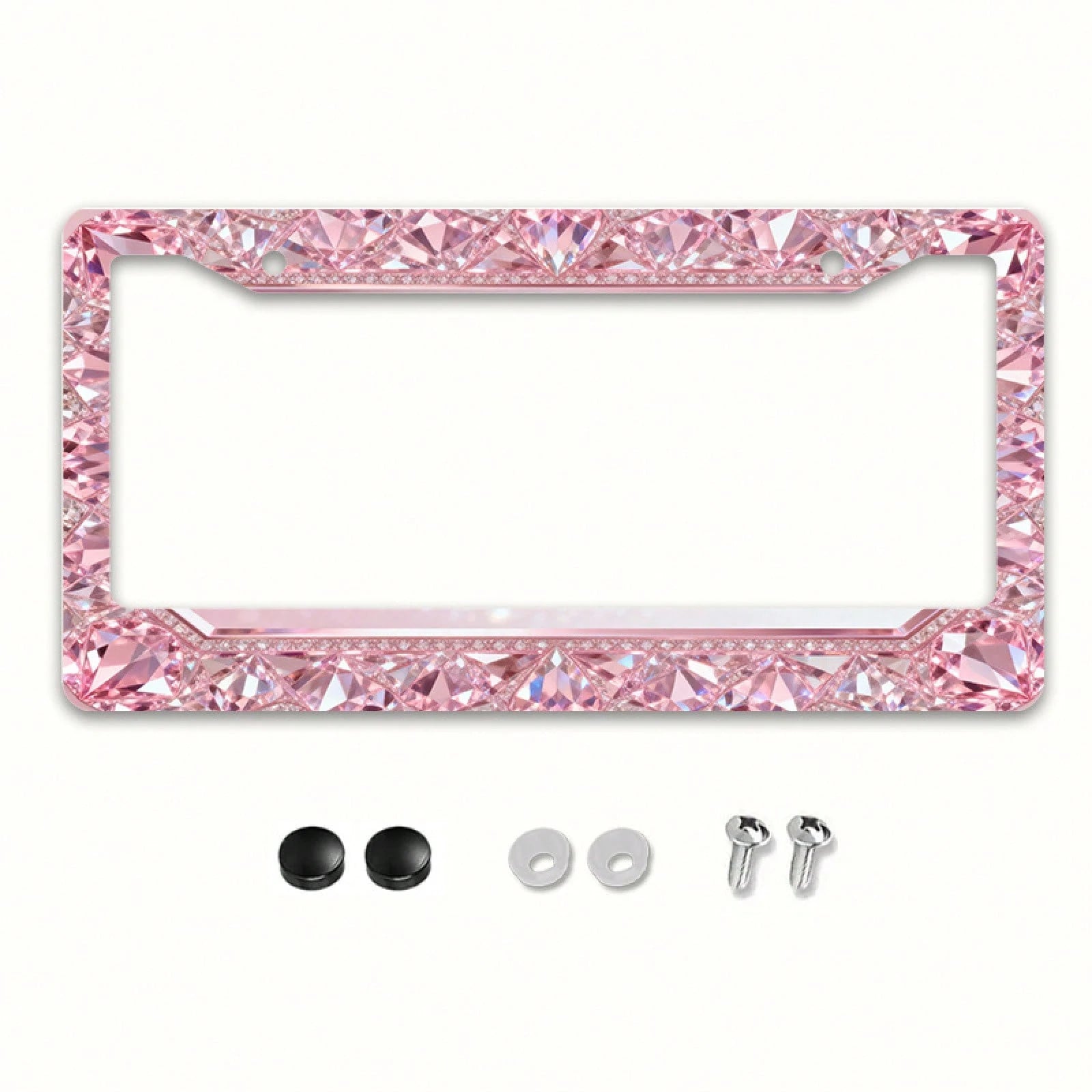 1pc Fit Metal License Plate Frame Suitable For & International Vehicles- Elegant Sparkling Gem Design, UV-Resistant Rustproof Car Accessory With Installation Screws, Fits For Any Car,, SUV- 12x6inc