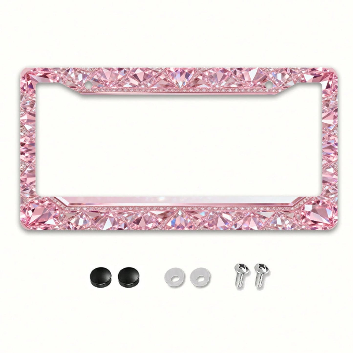 1pc Fit Metal License Plate Frame Suitable For & International Vehicles- Elegant Sparkling Gem Design, UV-Resistant Rustproof Car Accessory With Installation Screws, Fits For Any Car,, SUV- 12x6inc