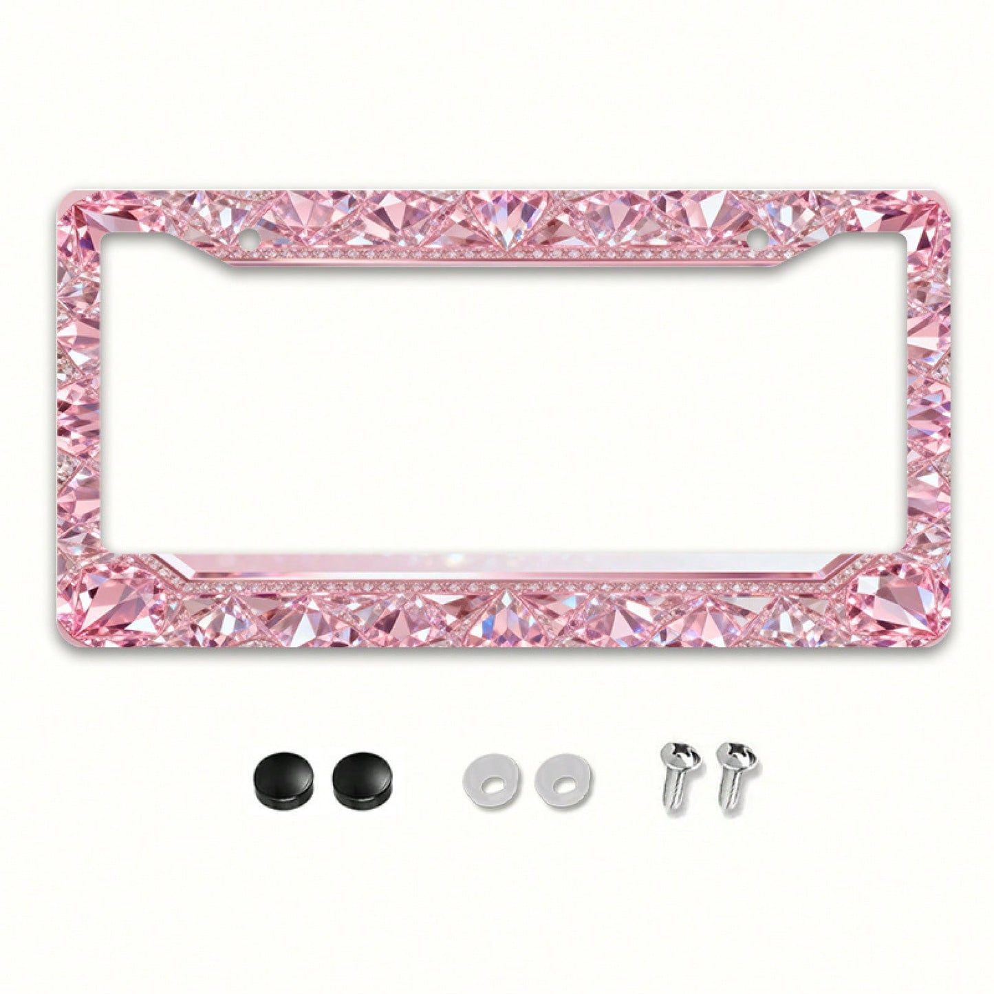 1pc Fit Metal License Plate Frame Suitable For & International Vehicles- Elegant Sparkling Gem Design, UV-Resistant Rustproof Car Accessory With Installation Screws, Fits For Any Car,, SUV- 12x6inc