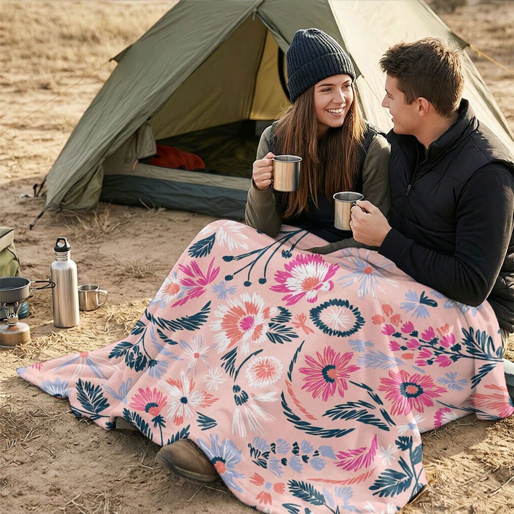 1PC Flannel Cooling Summer Blanket, Throw Blanket,Soft Multi-Use Bed Blanket, Foldable Lightweight Blanket For Beach Camping Travel Home, Versatile Indoor Outdoor Blankets Christmas Halloween