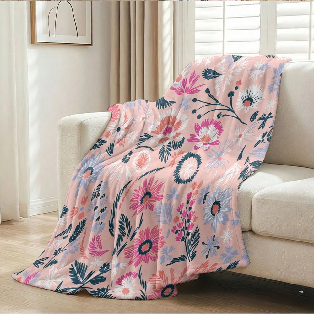 1PC Flannel Cooling Summer Blanket, Throw Blanket,Soft Multi-Use Bed Blanket, Foldable Lightweight Blanket For Beach Camping Travel Home, Versatile Indoor Outdoor Blankets Christmas Halloween