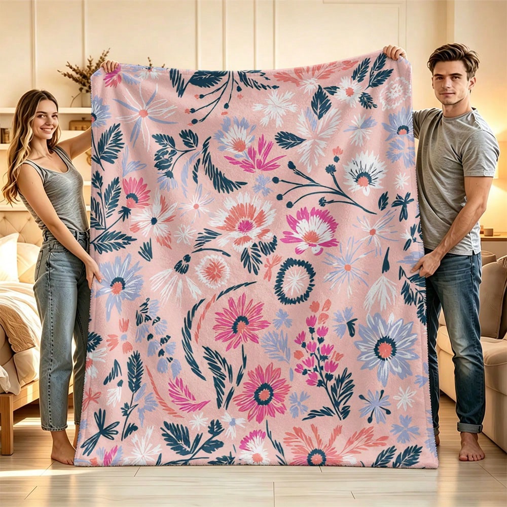 1PC Flannel Cooling Summer Blanket, Throw Blanket,Soft Multi-Use Bed Blanket, Foldable Lightweight Blanket For Beach Camping Travel Home, Versatile Indoor Outdoor Blankets Christmas Halloween