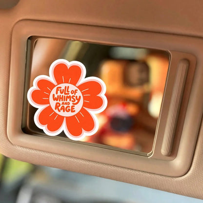 1pc Flower Graphic Sticker, Full Of And Rage Letter Print Decorative Decal For Car Rearview Mirror, Phone, Laptop, Luggage