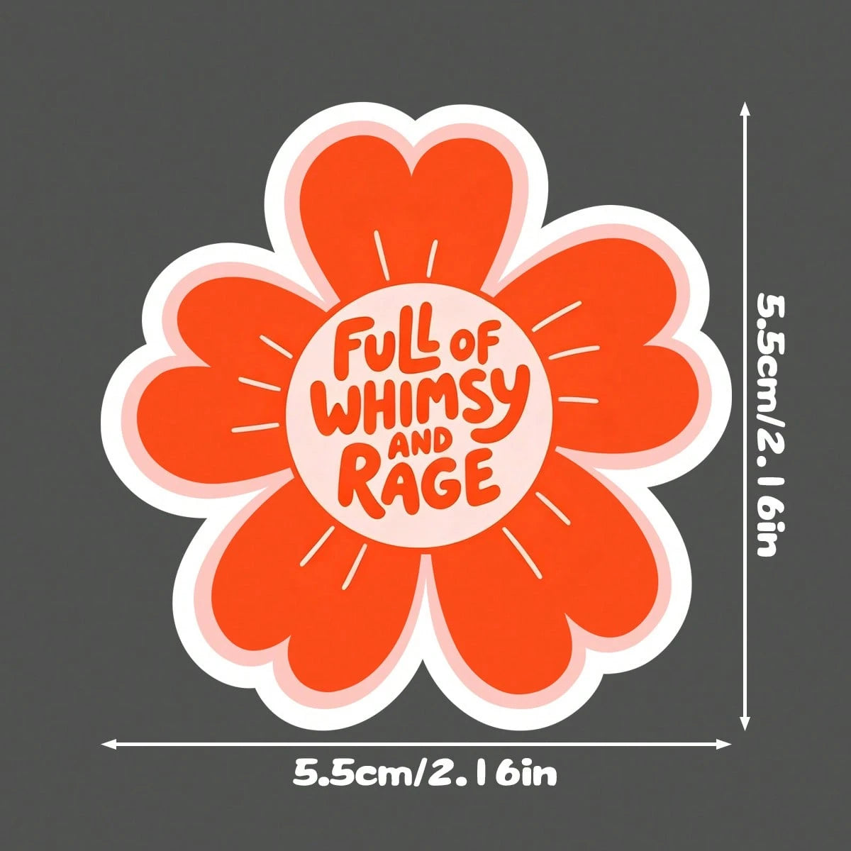 1pc Flower Graphic Sticker, Full Of And Rage Letter Print Decorative Decal For Car Rearview Mirror, Phone, Laptop, Luggage