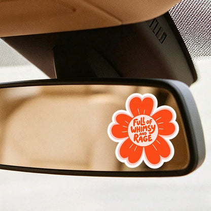 1pc Flower Graphic Sticker, Full Of And Rage Letter Print Decorative Decal For Car Rearview Mirror, Phone, Laptop, Luggage