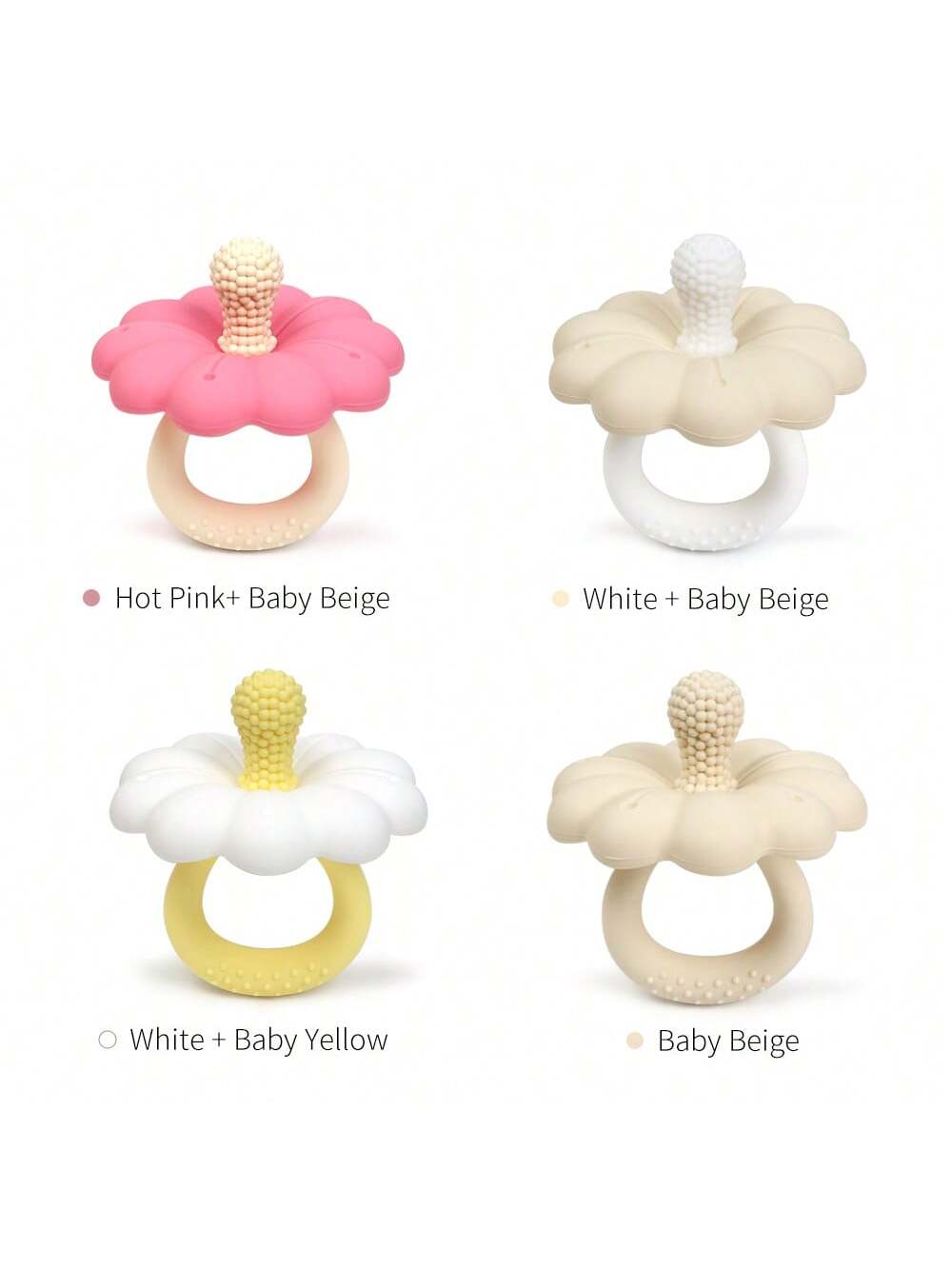 1pc Flower Shaped Silicone Baby Teether, Made Of Silicone, Easy To Grip And Clean, Great Gift For Newborn Babies