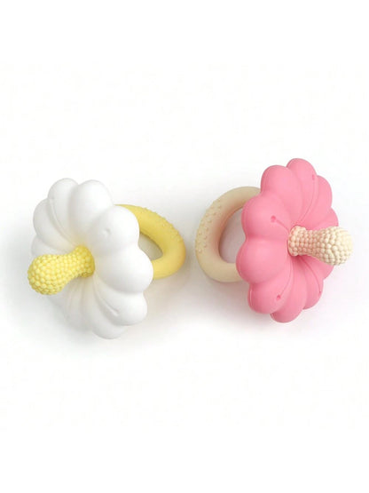 1pc Flower Shaped Silicone Baby Teether, Made Of Silicone, Easy To Grip And Clean, Great Gift For Newborn Babies