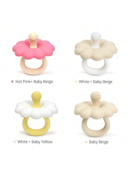 1pc Flower Shaped Silicone Baby Teether, Made Of Silicone, Easy To Grip And Clean, Great Gift For Newborn Babies