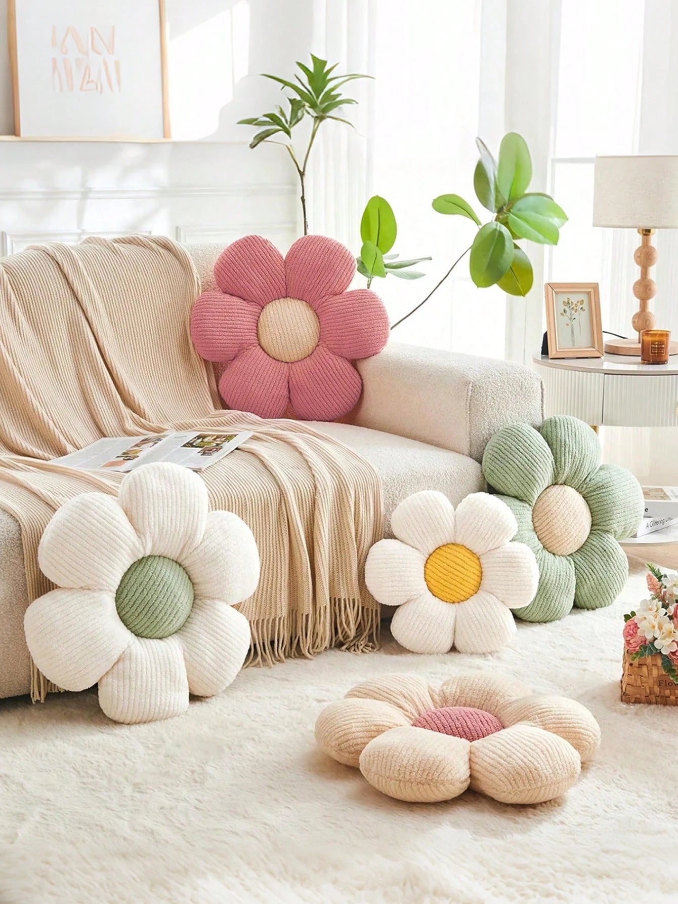 1pc Flower Shaped Throw Pillow, Decorative Cushion For Bed And Sofa, Daisy Pillow Home Decor, Bedroom Decoration, Room Decor, Daily Party, Spring Summer Pillow, Outdoor Garden Summer Cushion
