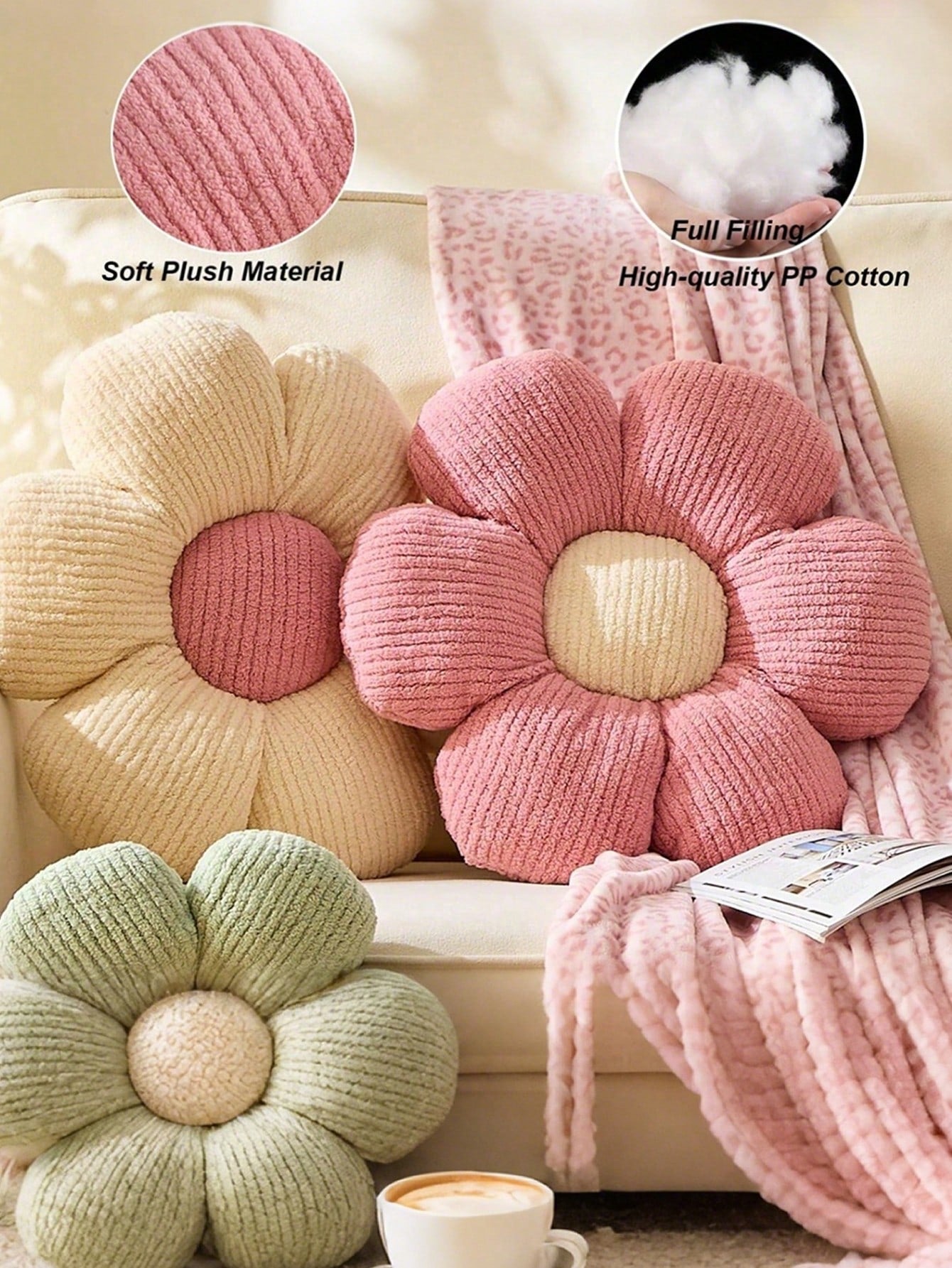 1pc Flower Shaped Throw Pillow, Decorative Cushion For Bed And Sofa, Daisy Pillow Home Decor, Bedroom Decoration, Room Decor, Daily Party, Spring Summer Pillow, Outdoor Garden Summer Cushion