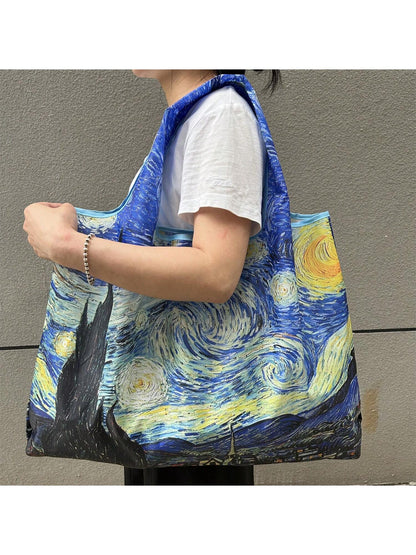 1pc Foldable Large Capacity Tote Bag For Women, Minimalist Design, Versatile For Commuting, Travel, Shopping, Convenient Open-Close, Multi-Functional For Various Occasions, Classic, & Comfortable, Eas
