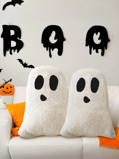 1pc Ghost Shaped Throw Pillow, Halloween Sofa Bed Cushion, Ghost Decorative Stuffed Pillow, Halloween Party Outdoor Home Decor Cushion