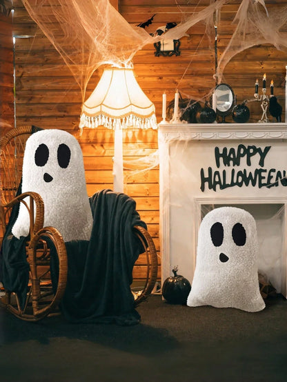 1pc Ghost Shaped Throw Pillow, Halloween Sofa Bed Cushion, Ghost Decorative Stuffed Pillow, Halloween Party Outdoor Home Decor Cushion