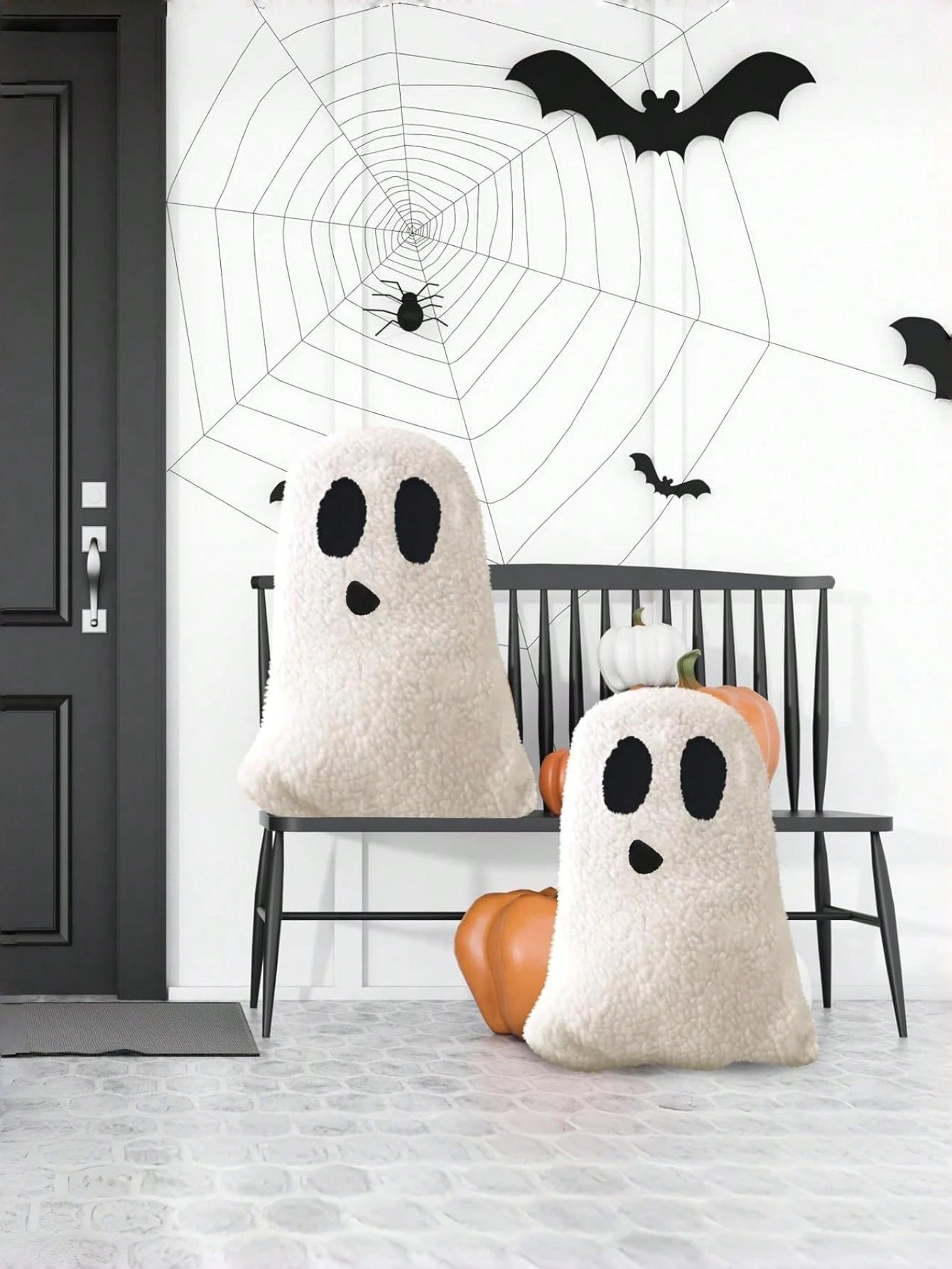 1pc Ghost Shaped Throw Pillow, Halloween Sofa Bed Cushion, Ghost Decorative Stuffed Pillow, Halloween Party Outdoor Home Decor Cushion
