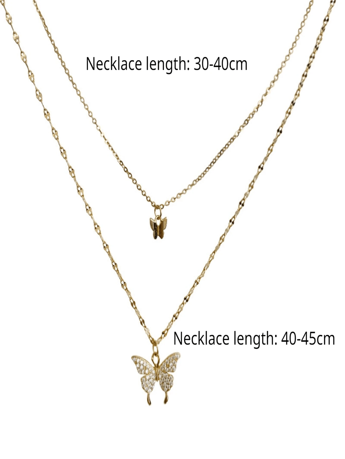 1pc Gold Color Butterfly Double Layer Crystal Necklace, Alloy Material, Perfect Gift For Girlfriend Back To School