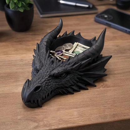 1PC Gothic Style Black Dragon Head Ornament, Dark Cool Appearance, Multi-Functional Storage, Suitable For Desktop, Car Interior Personalized Decoration