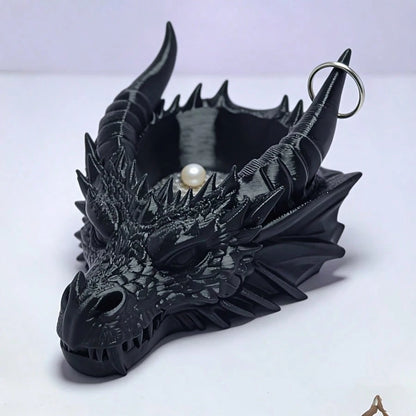 1PC Gothic Style Black Dragon Head Ornament, Dark Cool Appearance, Multi-Functional Storage, Suitable For Desktop, Car Interior Personalized Decoration