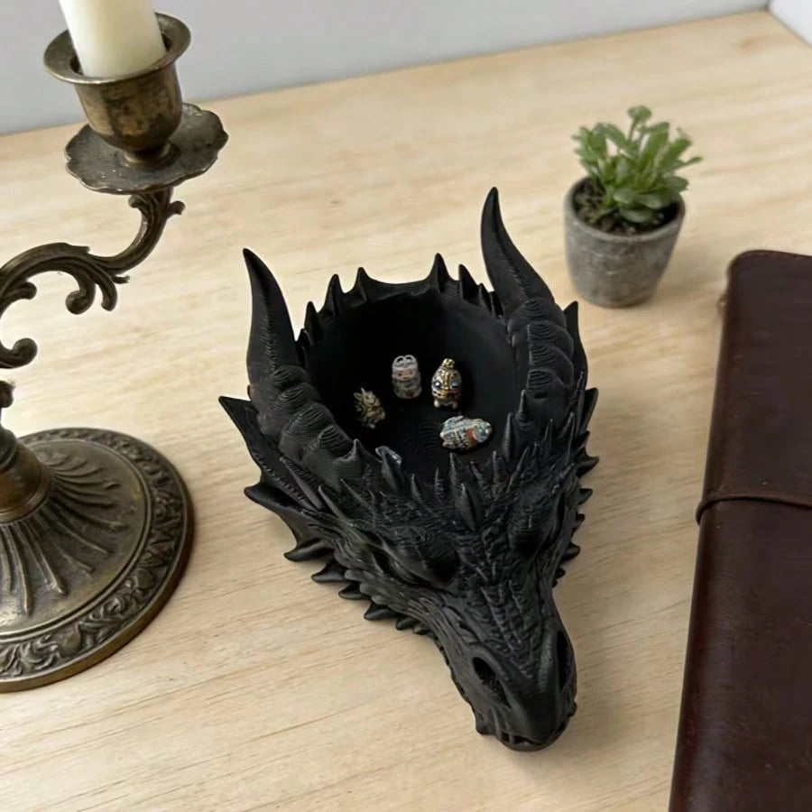 1PC Gothic Style Black Dragon Head Ornament, Dark Cool Appearance, Multi-Functional Storage, Suitable For Desktop, Car Interior Personalized Decoration