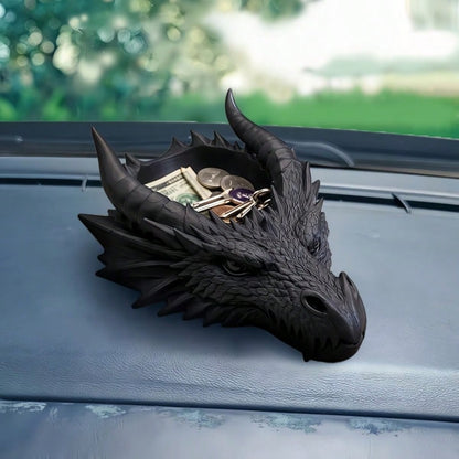 1PC Gothic Style Black Dragon Head Ornament, Dark Cool Appearance, Multi-Functional Storage, Suitable For Desktop, Car Interior Personalized Decoration