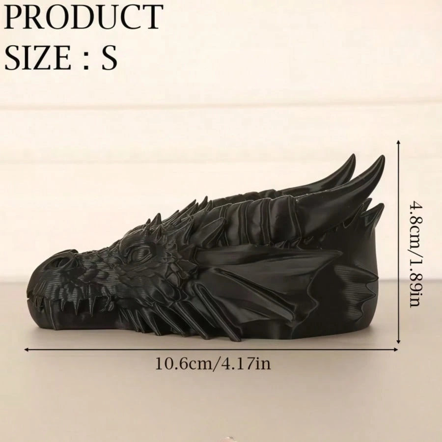 1PC Gothic Style Black Dragon Head Ornament, Dark Cool Appearance, Multi-Functional Storage, Suitable For Desktop, Car Interior Personalized Decoration