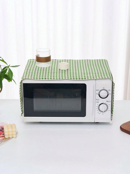 1pc Green Plaid Microwave Oven Cover, Countryside Style, Women's Day, Travel Essentials, Wedding Favors, Y2k, Bedroom, Car Accessories Women, Kitchen Decor,Wedding,Y2k,Party,Mother's Day Gift,Bedroom