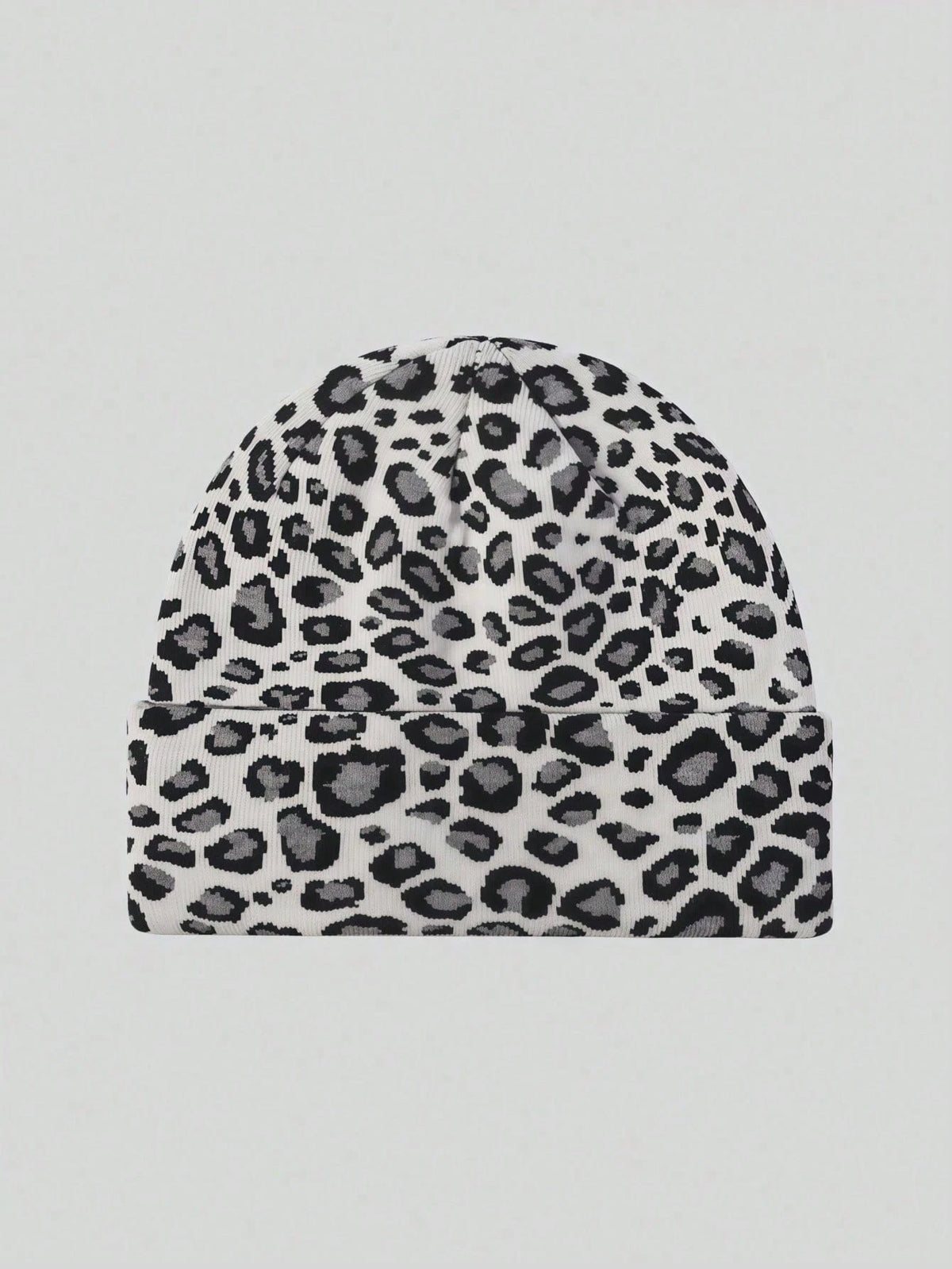 1pc Grey Millennium Spice Vintage Leopard Print Warm Ear Hat, Rimless, Fashion, Minimalist, Versatile, Suitable For Vacation, University, Date, Shopping And Other Matching Items