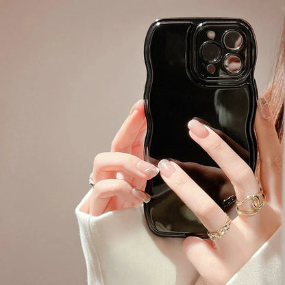 1pc GUCADI Autumn/Winter Season Mulberry Red Solid Color Wavy Edge Phone Case Compatible With Apple IPhone 16/15/14/13/12/11 Series