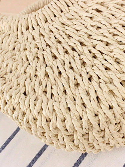 1pc Half Moon Shaped Handbag, Minimalist Ins Style, Half Moon Straw Woven Bag, Beach Handwoven Bag, Fashion Beach Vacation Straw Woven Bag, Holiday Women's Bag