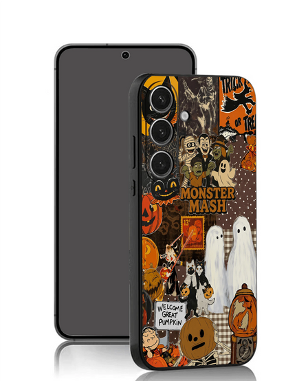 1pc Halloween Funny Bat Pumpkin Ghost Cat Phone Case Protective Cover Black TPU Soft Shell Wear-Resistant Drop-Proof Full Protection Compatible With Huawei Honor Galaxy A04e/A05s/A13/A14/A15/A34/A35/A