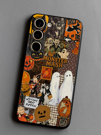 1pc Halloween Funny Bat Pumpkin Ghost Cat Phone Case Protective Cover Black TPU Soft Shell Wear-Resistant Drop-Proof Full Protection Compatible With Huawei Honor Galaxy A04e/A05s/A13/A14/A15/A34/A35/A