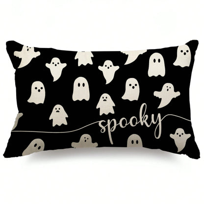 1pc Halloween Pillowcase Ghost Pattern Pillowcase Outdoor Halloween Decoration Pillow For Home Decor Single Side Without Pillow Core
