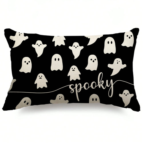 1pc Halloween Pillowcase Ghost Pattern Pillowcase Outdoor Halloween Decoration Pillow For Home Decor Single Side Without Pillow Core