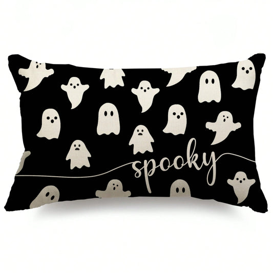 1pc Halloween Pillowcase Ghost Pattern Pillowcase Outdoor Halloween Decoration Pillow For Home Decor Single Side Without Pillow Core
