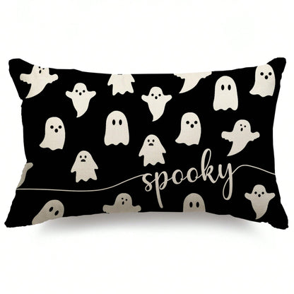 1pc Halloween Pillowcase Ghost Pattern Pillowcase Outdoor Halloween Decoration Pillow For Home Decor Single Side Without Pillow Core