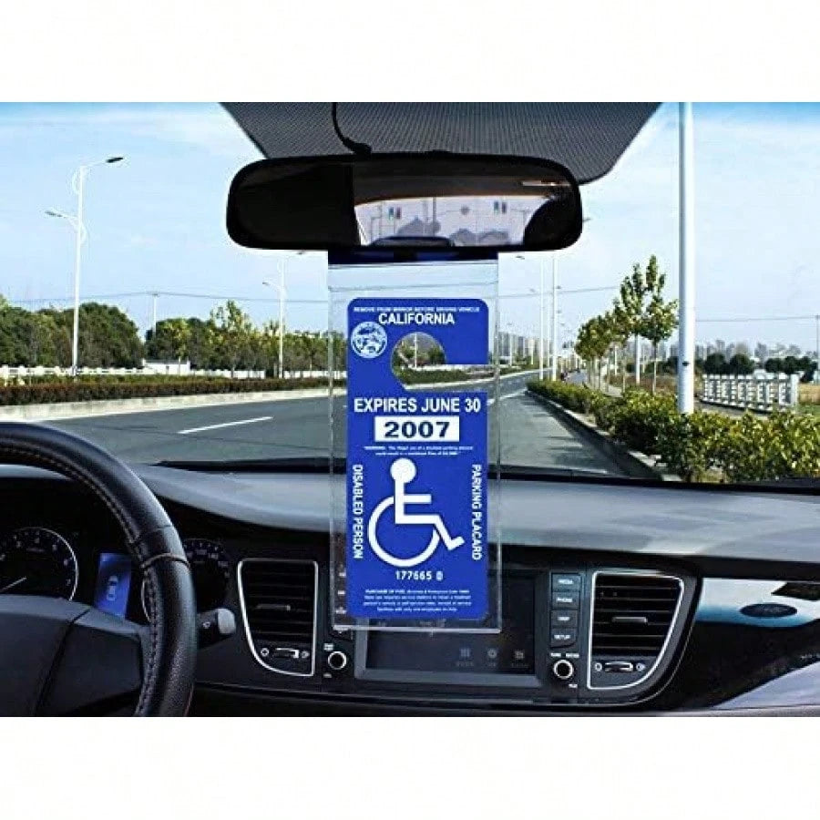 1PC Handicap Placard Holder For Auto, Ultra Transparent Handicapped Placard Holder, Handicap Parking Sign Holder With Large Hanger