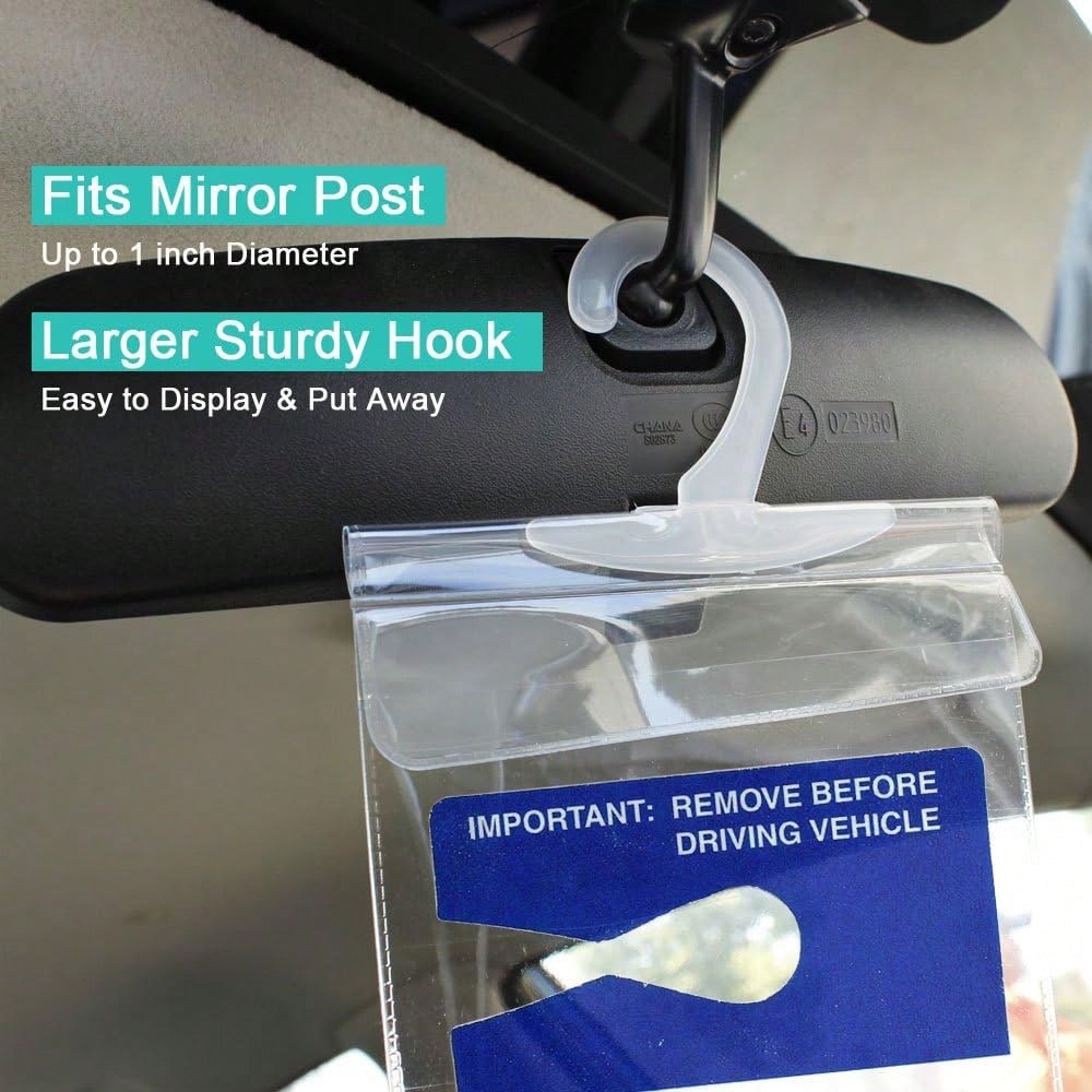 1PC Handicap Placard Holder For Auto, Ultra Transparent Handicapped Placard Holder, Handicap Parking Sign Holder With Large Hanger