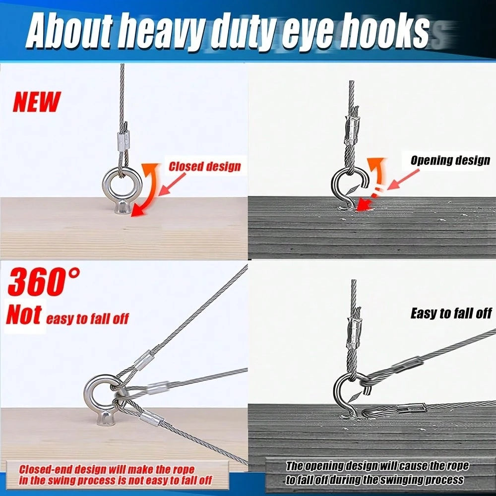 1pc Heavy Duty 304 Stainless Steel Self-Tapping Eye Screw, Silver Eye Hook, Metal Spiral Ceiling Hook, M5x80 Thread- Suitable For DIY Cork Crafts, Wooden Picture Frame Hanging, Ceiling Hook Installat