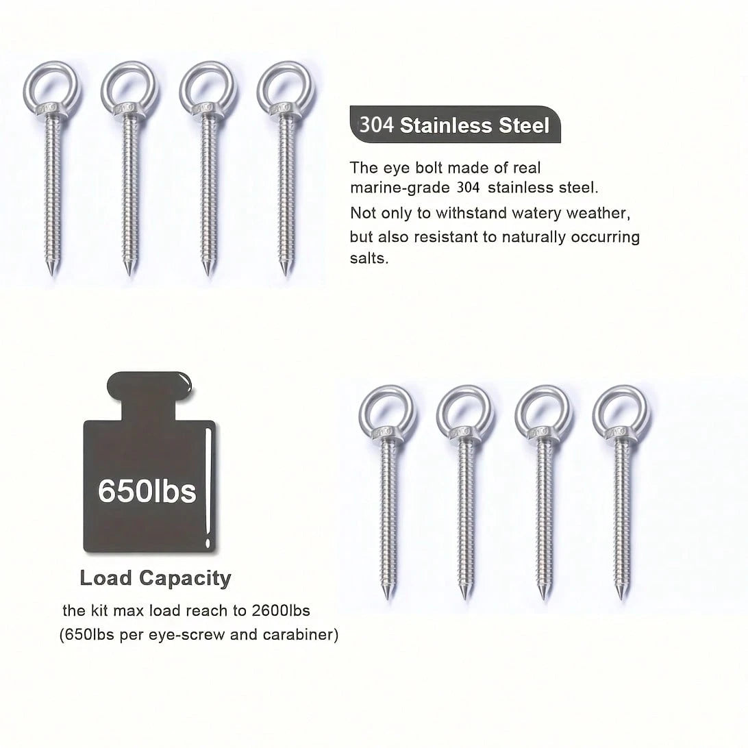 1pc Heavy Duty 304 Stainless Steel Self-Tapping Eye Screw, Silver Eye Hook, Metal Spiral Ceiling Hook, M5x80 Thread- Suitable For DIY Cork Crafts, Wooden Picture Frame Hanging, Ceiling Hook Installat
