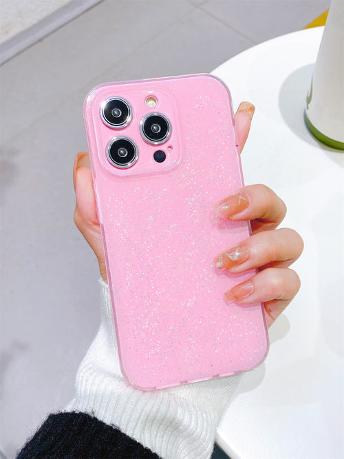 1pc High-Quality Pink Jelly Glitter Soft TPU Phone Case, Anti-Fall, Anti-Sweat, Anti-Fingerprint, Wear-Resistant, Non-Fading, Compatible With IPhone 17Pro Max/17Pro/17/16plus/16Pro Max/16/16Pro/15Pro