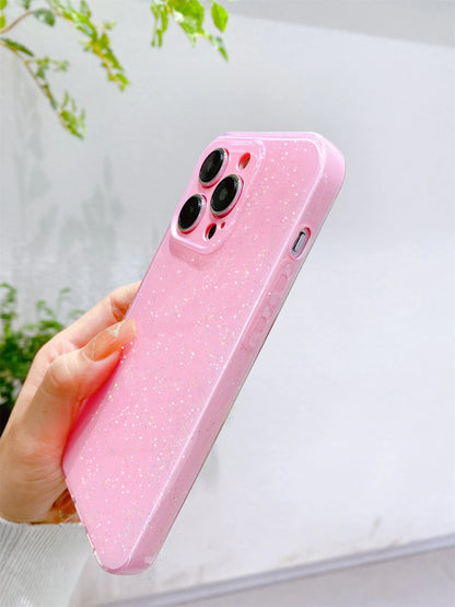 1pc High-Quality Pink Jelly Glitter Soft TPU Phone Case, Anti-Fall, Anti-Sweat, Anti-Fingerprint, Wear-Resistant, Non-Fading, Compatible With IPhone 17Pro Max/17Pro/17/16plus/16Pro Max/16/16Pro/15Pro