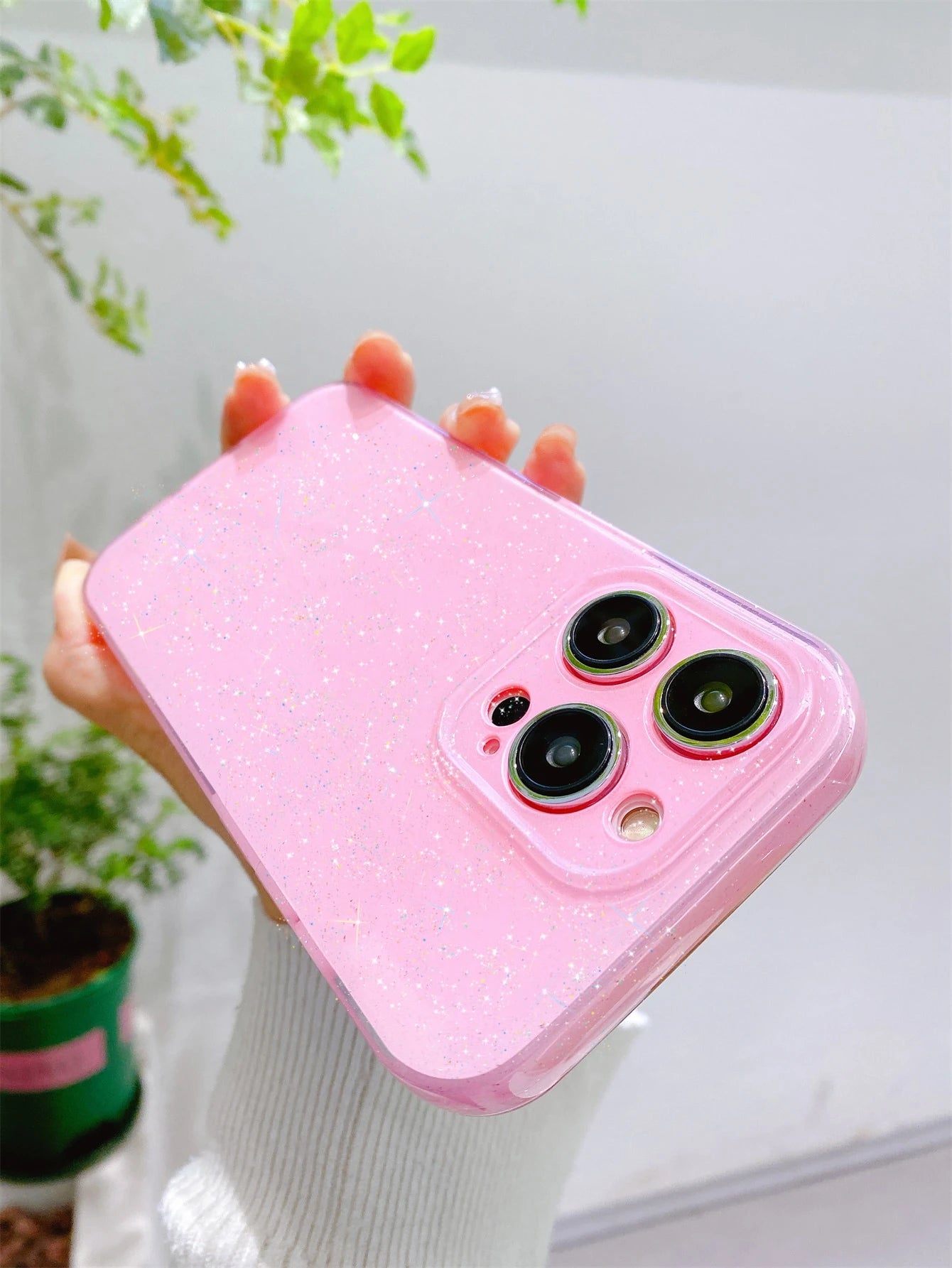 1pc High-Quality Pink Jelly Glitter Soft TPU Phone Case, Anti-Fall, Anti-Sweat, Anti-Fingerprint, Wear-Resistant, Non-Fading, Compatible With IPhone 17Pro Max/17Pro/17/16plus/16Pro Max/16/16Pro/15Pro