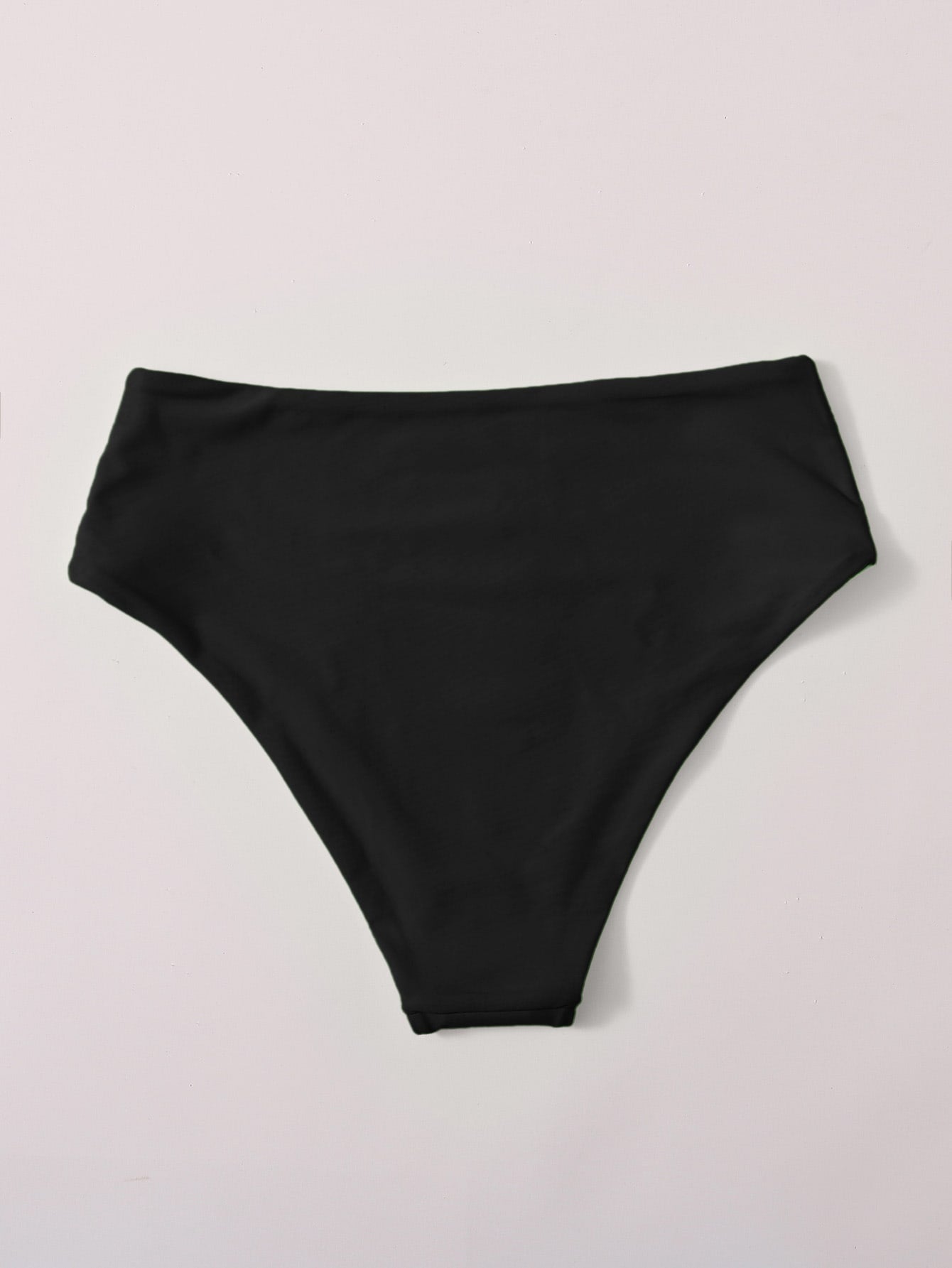 1pc High-Waist Solid Color Casual Swimwear Briefs, Vacation/Beach Bikini For Summer Black