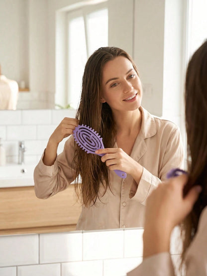 1pc Hollow Ventilated Hair Brush, Anti-Static Scalp Massage Cushion Comb, Professional Hair Salon Detangling Styling Tool, Suitable For Women And Men For Travel And Daily Use