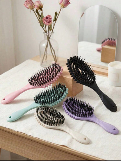 1pc Hollow Ventilated Hair Brush, Anti-Static Scalp Massage Cushion Comb, Professional Hair Salon Detangling Styling Tool, Suitable For Women And Men For Travel And Daily Use