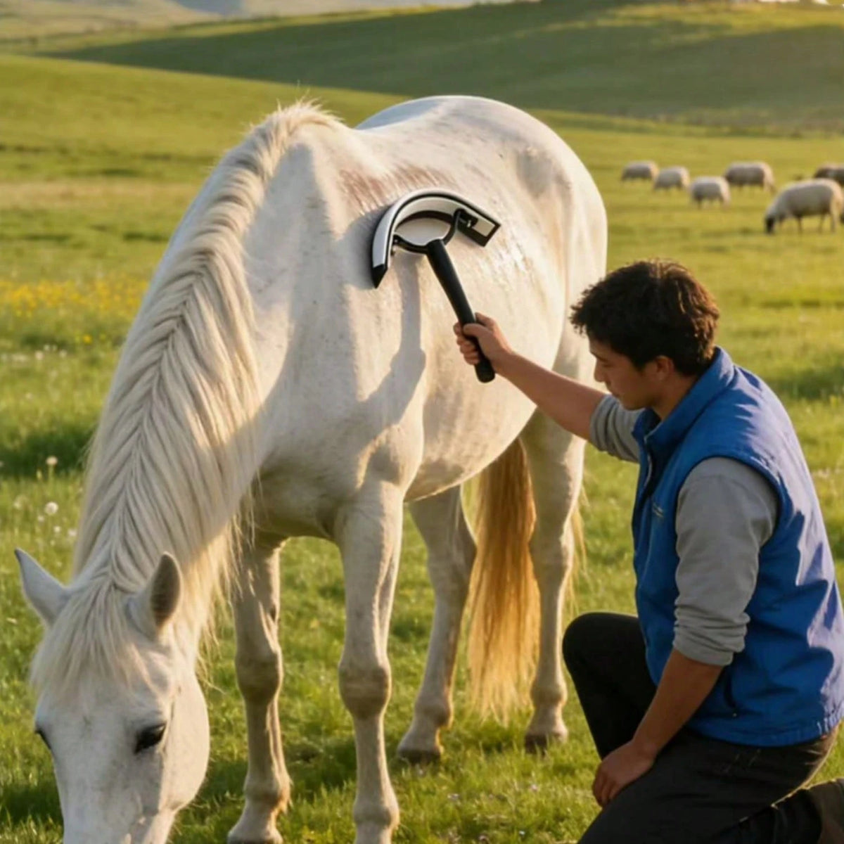 1Pc Horse Half-Moon Sweat Scraper. Designed For Gentle Care, Efficient Cleaning And Soothing Massage, Ideal For All Your Equestrian Needs.