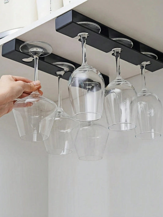 1pc Household Heat Resistant Practical Display Glass Cup Hanging Type No-Drilling Glass Cup Extra Thick Holder Home