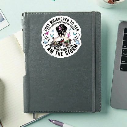 1PC I Am The Storm Sticker, Inspirational Warrior Quote Laptop Decal, Butterfly Women Rights Water Bottle & Tumbler Sticker, Waterproof Durable Vinyl Die Cut Decal For Feminism Car Decor, Empowering G
