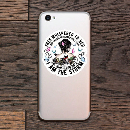 1PC I Am The Storm Sticker, Inspirational Warrior Quote Laptop Decal, Butterfly Women Rights Water Bottle & Tumbler Sticker, Waterproof Durable Vinyl Die Cut Decal For Feminism Car Decor, Empowering G