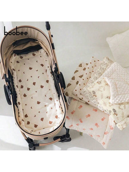 1pc Infant Stroller Seat Cushion, Cartoon Cute Pattern- High Quality 3D Bead Plush, Skin-Friendly Soft, Reversible, Suitable For High View Travel Strollers, Most Baby Carriages, Perfect Gift For Baby